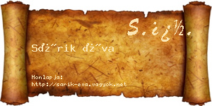Sárik Éva névjegykártya