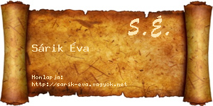 Sárik Éva névjegykártya